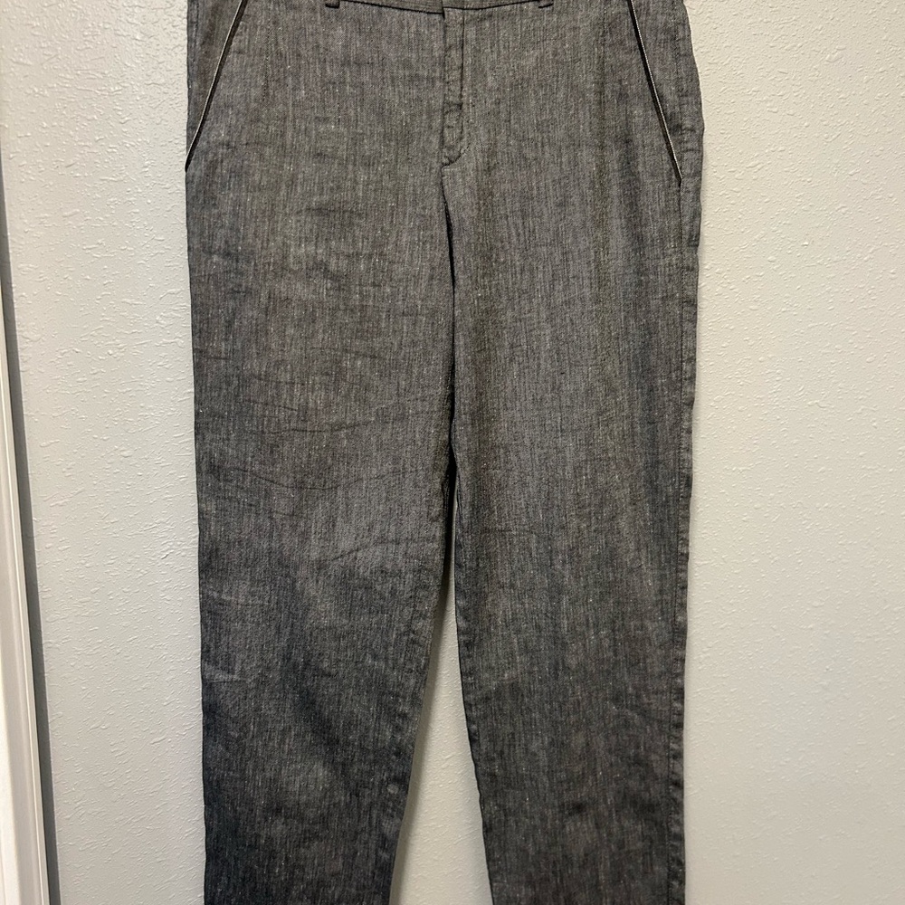 Nanette Lepore Gray Trousers with Straight Leg Cut and Heathered Texture